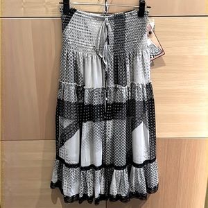 LAPIS. Ruffled, Smocked Midi Skirt Dress